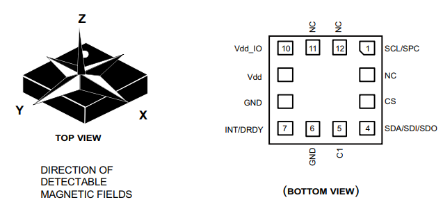 機械図面 - STMicroelectronics LIS2MDLデジタル出力3軸磁力計